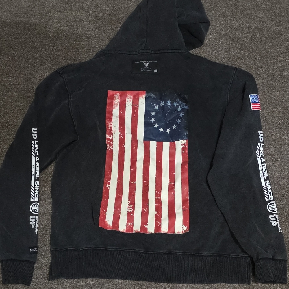 Black Hoodie with American Flag Design